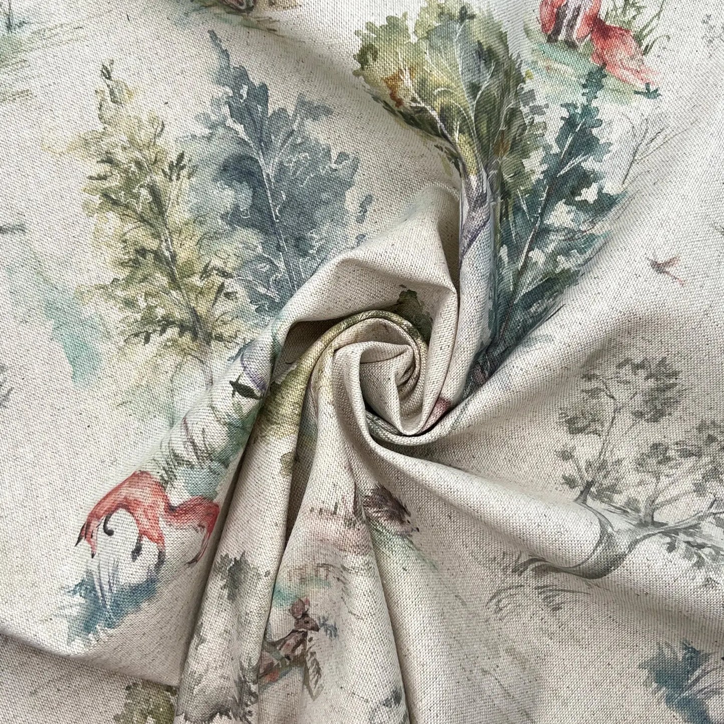 Recycled Cotton Organic Linen Printed Fabric | Sustainable 55" (140cm) Wide 243gsm Dressmaking & Home Décor Material – Sold by the Meter