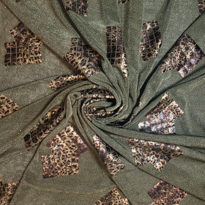 Leopard Foil ITY Lycra Elastane Fabric – 58" Wide Dress & Craft Material by the Meter
