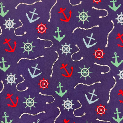 Nautical Polycotton Fabric – Ship & Sailing Print 112cm (44") Wide Dressmaking Material by the Metre