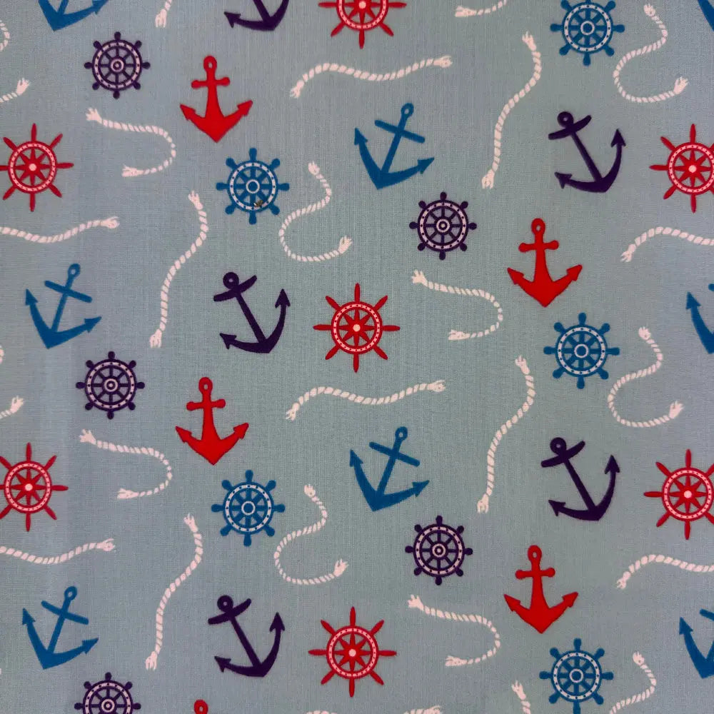 Nautical Polycotton Fabric – Ship & Sailing Print 112cm (44