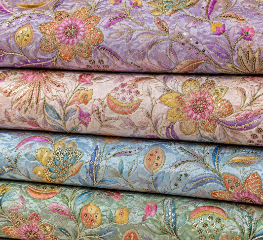 Floral Embroidered Organza Fabric 44" (112cm) Wide – Luxury Dressmaking Fabric by the Metre