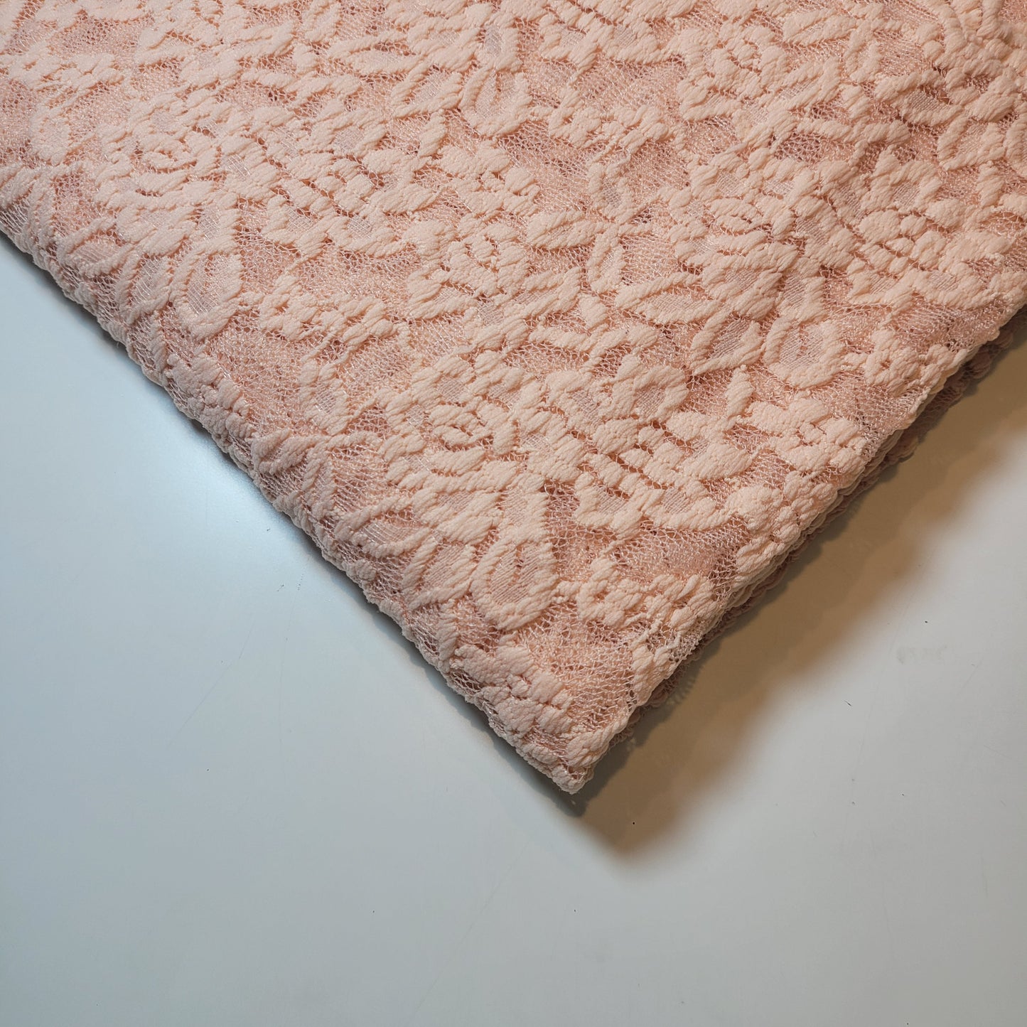 Floral Bridal Lace Fabric – 58" Wide Polyester Mesh & Elastane Blend Dress Material by the Meter