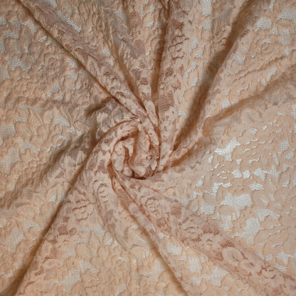 Floral Bridal Lace Fabric – 58" Wide Polyester Mesh & Elastane Blend Dress Material by the Meter