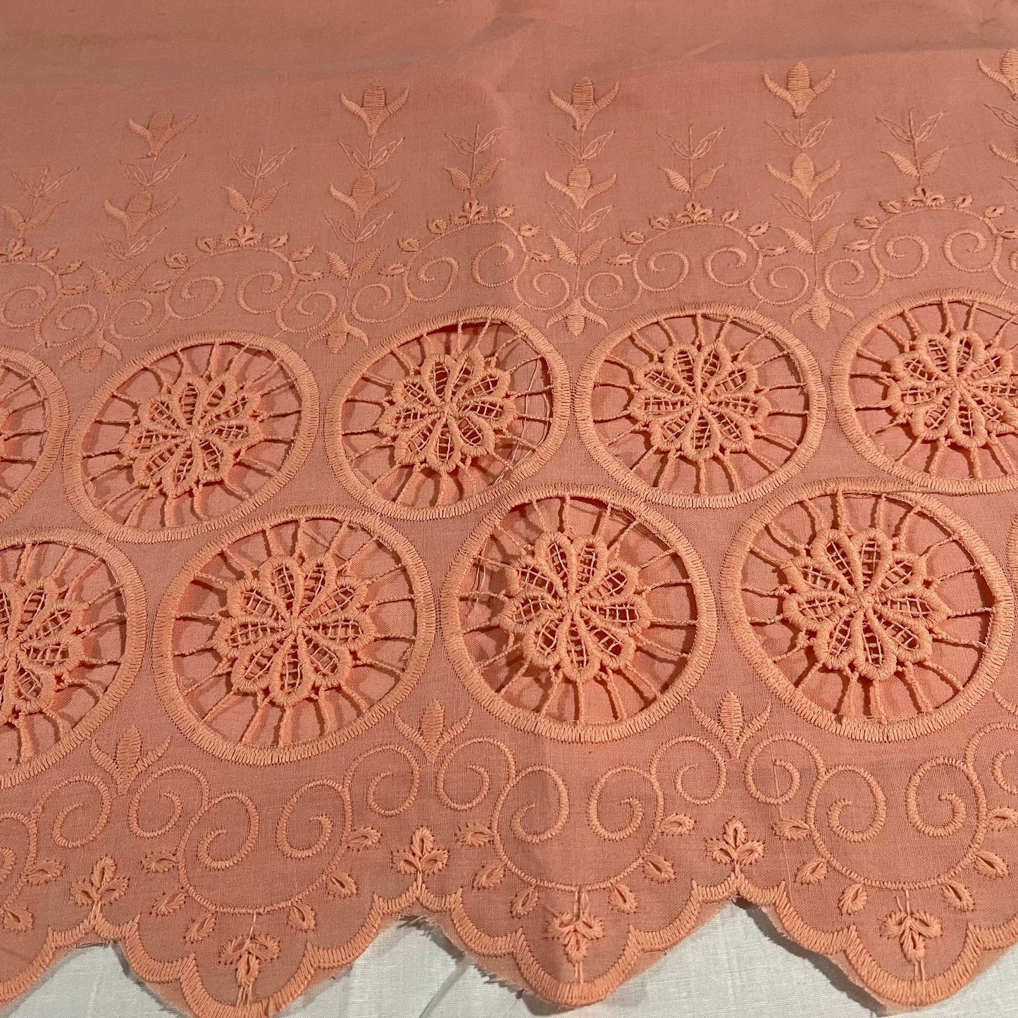 Cotton Floral Embroidery Fabric Lace Broderie Anglaise Dress Craft Material 44"