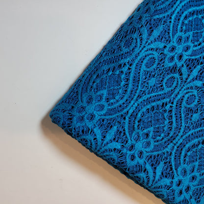 Floral Bridal Lace Fabric – 58" Wide Polyester Mesh & Elastane Blend Dress Material by the Meter