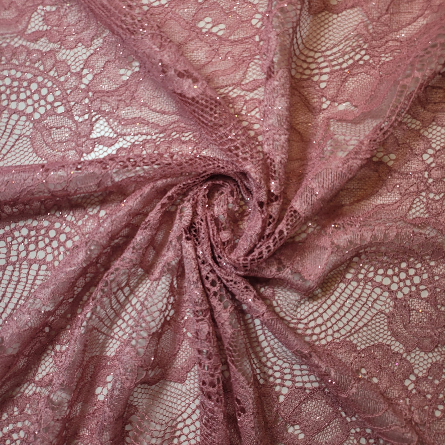 Floral Bridal Lace Fabric – 58" Wide Polyester Mesh & Elastane Blend Dress Material by the Meter