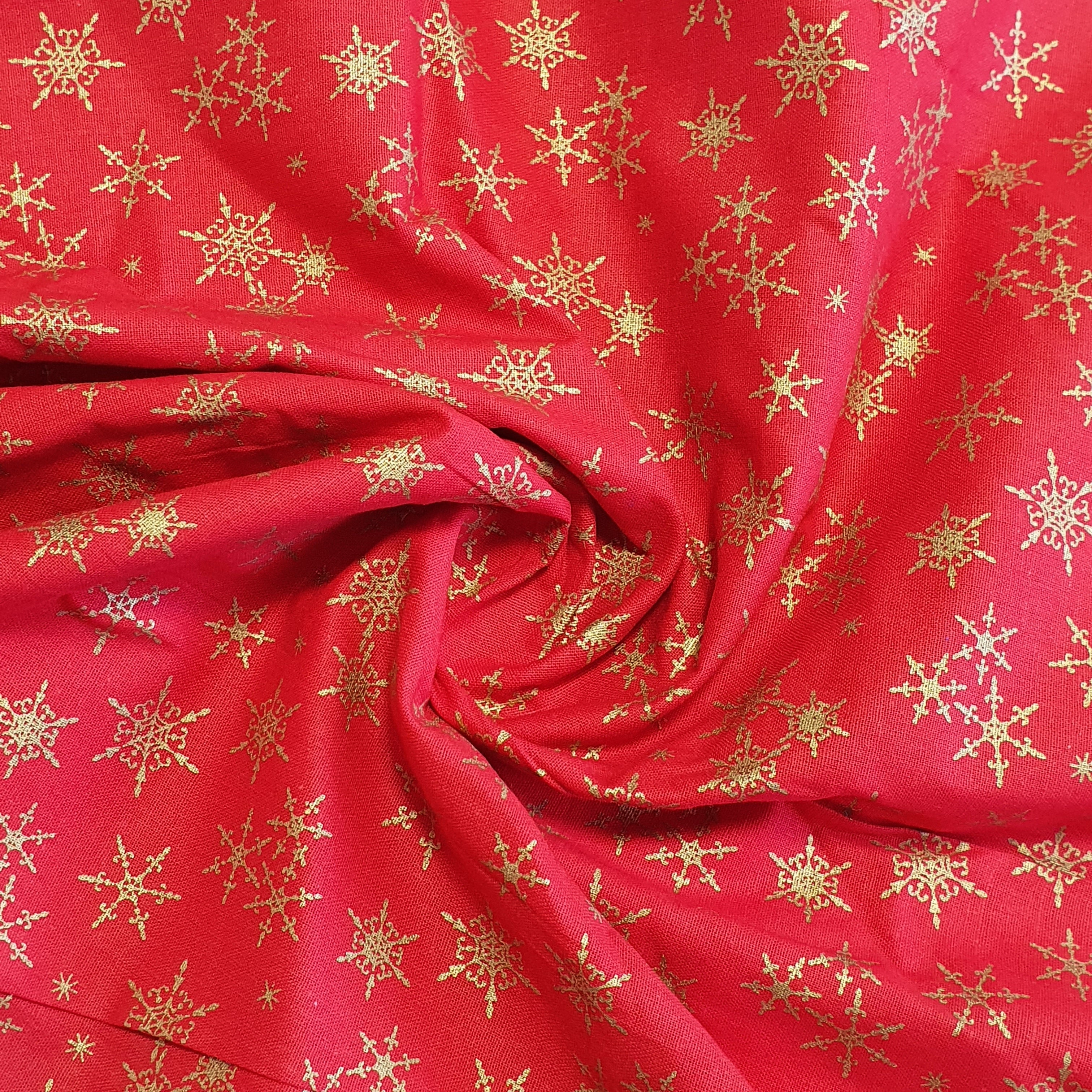 Deluxe Gold Foil Christmas Cotton Fabric – 44