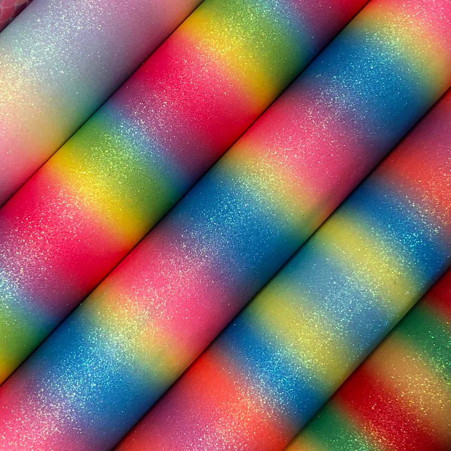 Rainbow & Mermaid Glitter PU Backed Fabric | Sparkle Leatherette 55" (140cm) Wide – Sold by the Meter