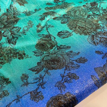 Floral Multi-Tone Polyester Raw Silk Fabric | 44" (112cm) Wide Dressmaking, Craft & Quilting Material – Sold by the Metre
