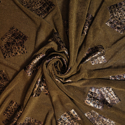 Leopard Foil ITY Lycra Elastane Fabric – 58" Wide Dress & Craft Material by the Meter