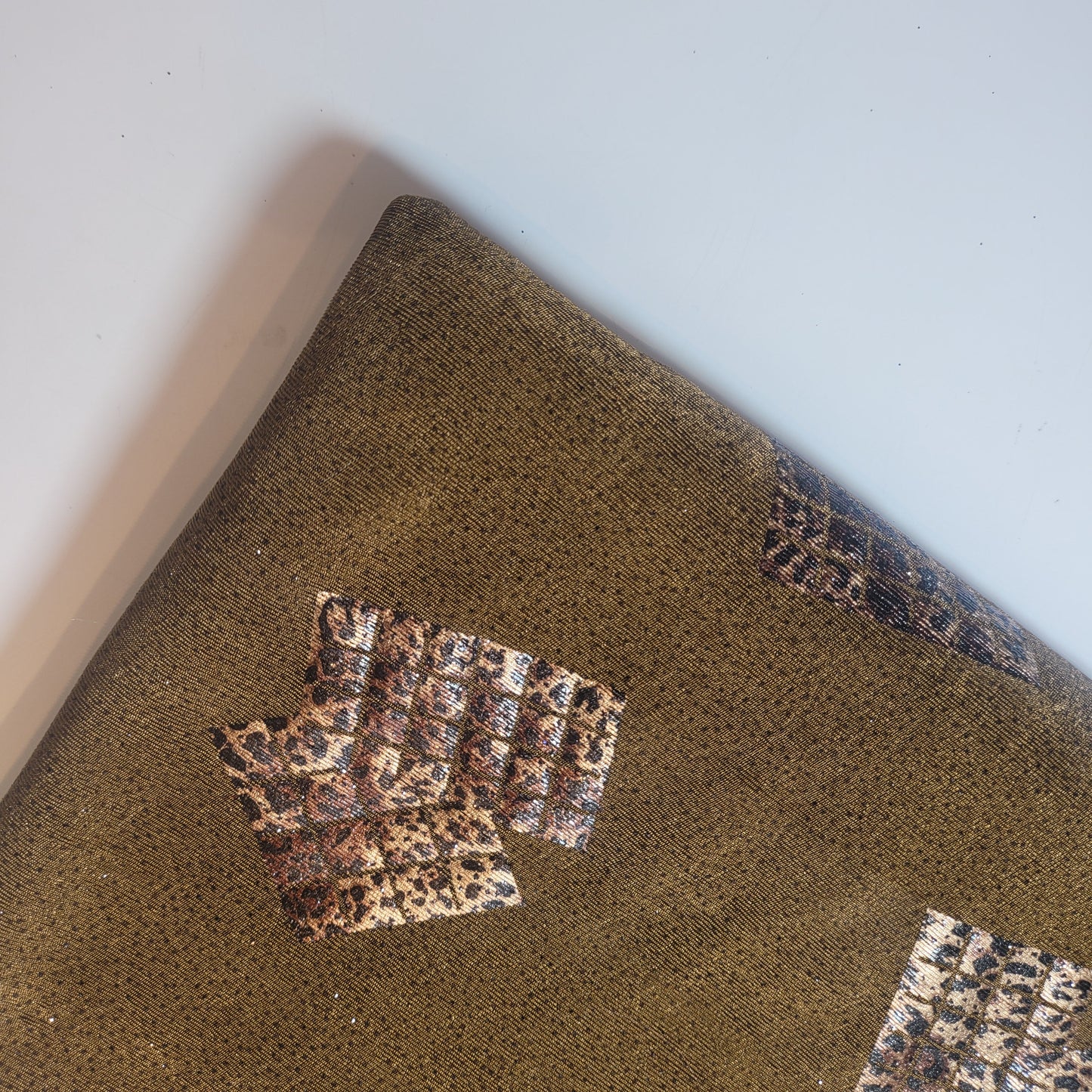 Leopard Foil ITY Lycra Elastane Fabric – 58" Wide Dress & Craft Material by the Meter