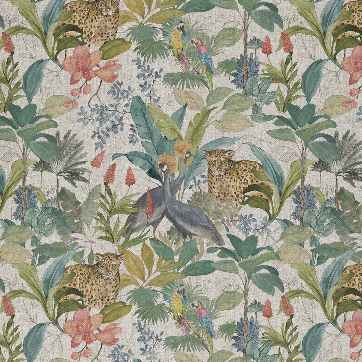 European Produced Cotton Rich Linen Look Side-Matching Printed Panama Fabric | Digitally Printed 55