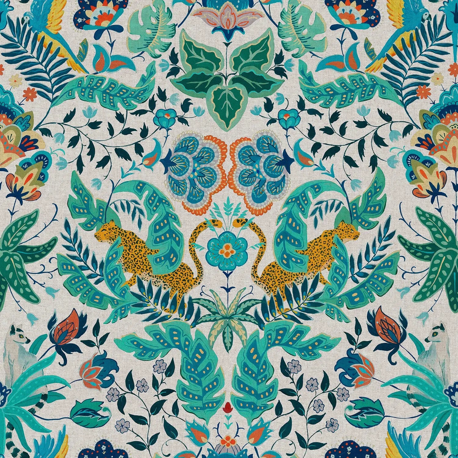 European Produced Cotton Rich Linen Look Side-Matching Printed Panama Fabric | Digitally Printed 55