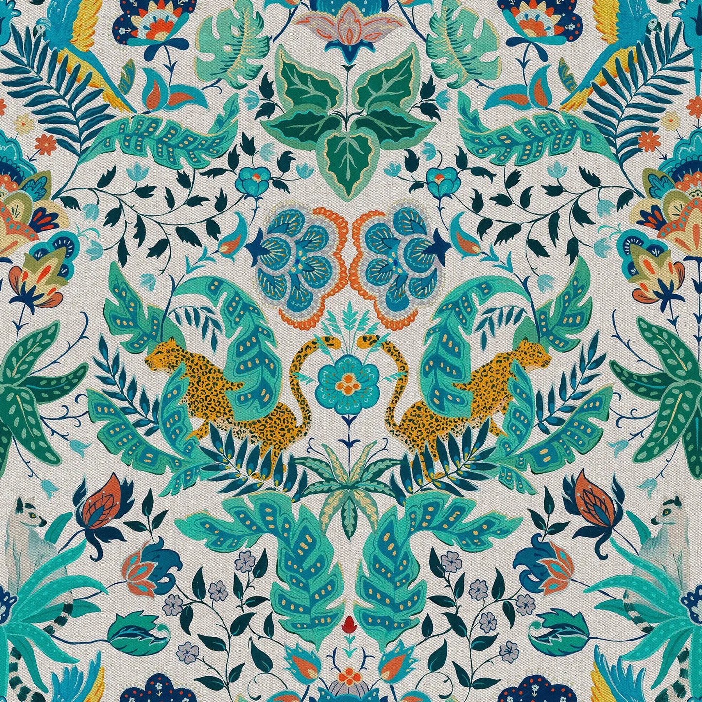 European Produced Cotton Rich Linen Look Side-Matching Printed Panama Fabric | Digitally Printed 55" (140cm) Wide 205gsm Craft & Home Décor Material – Sold by the Meter