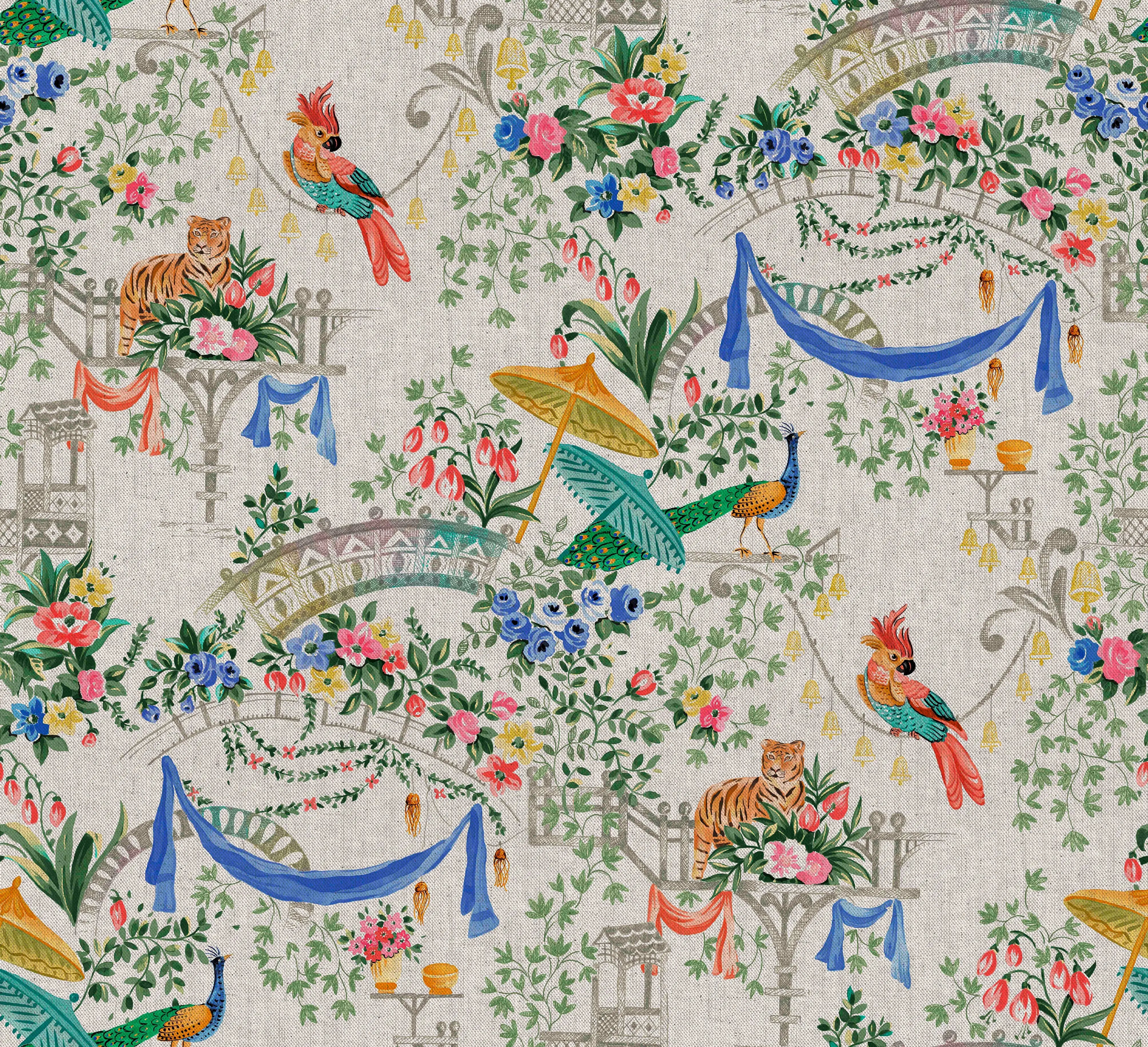 European Produced Cotton Rich Linen Look Side-Matching Printed Panama Fabric | Digitally Printed 55