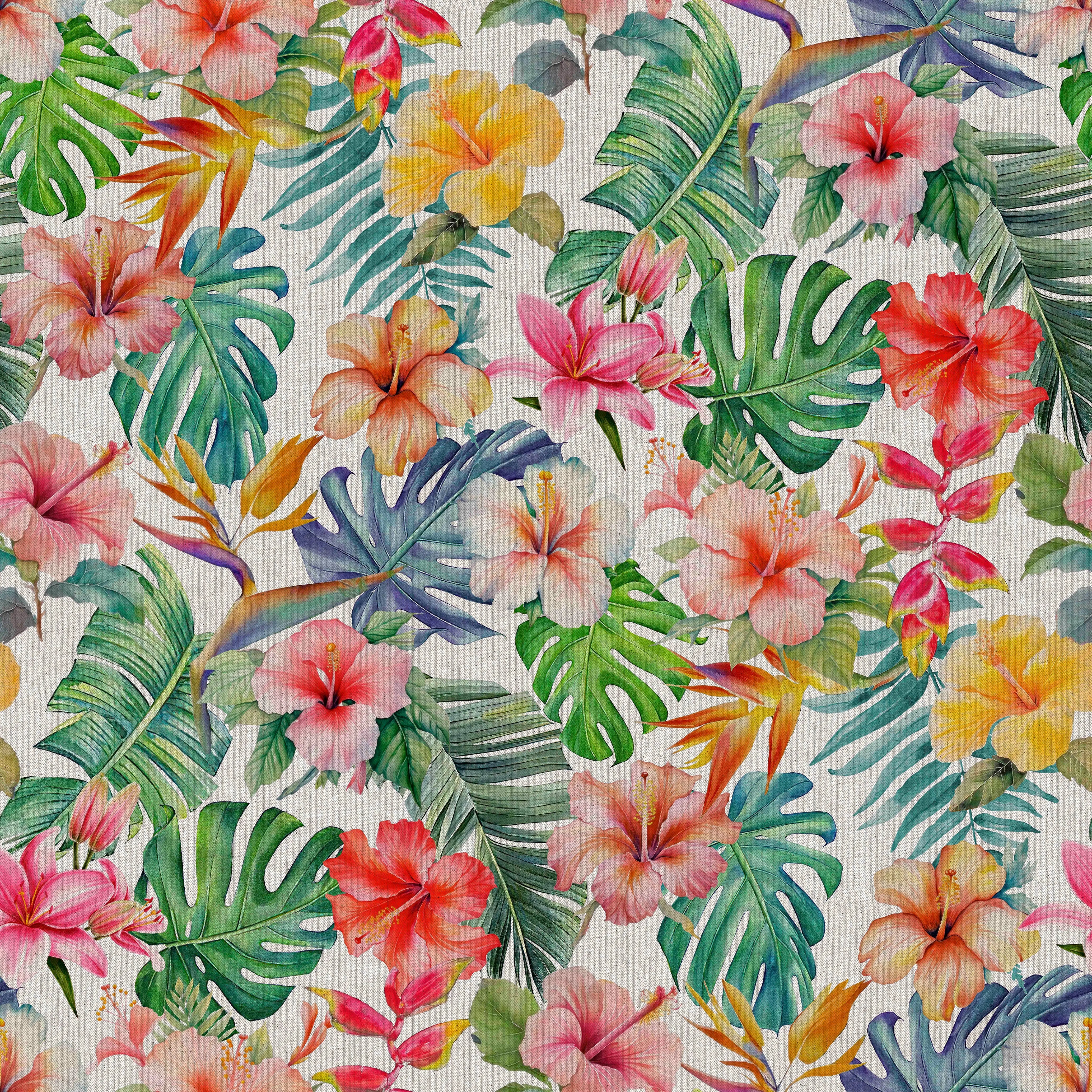 European Produced Cotton Rich Linen Look Side-Matching Printed Panama Fabric | Digitally Printed 55