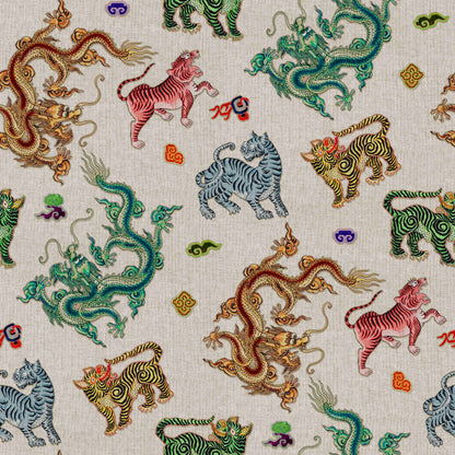 European Produced Cotton Rich Linen Look Side-Matching Printed Panama Fabric | Digitally Printed 55" (140cm) Wide 205gsm Craft & Home Décor Material – Sold by the Meter