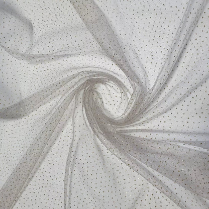 Premium Zari Glitter Soft Mesh Net Fabric – 58" Wide Dress & Craft Material, Sold by the Meter  Silver Grey