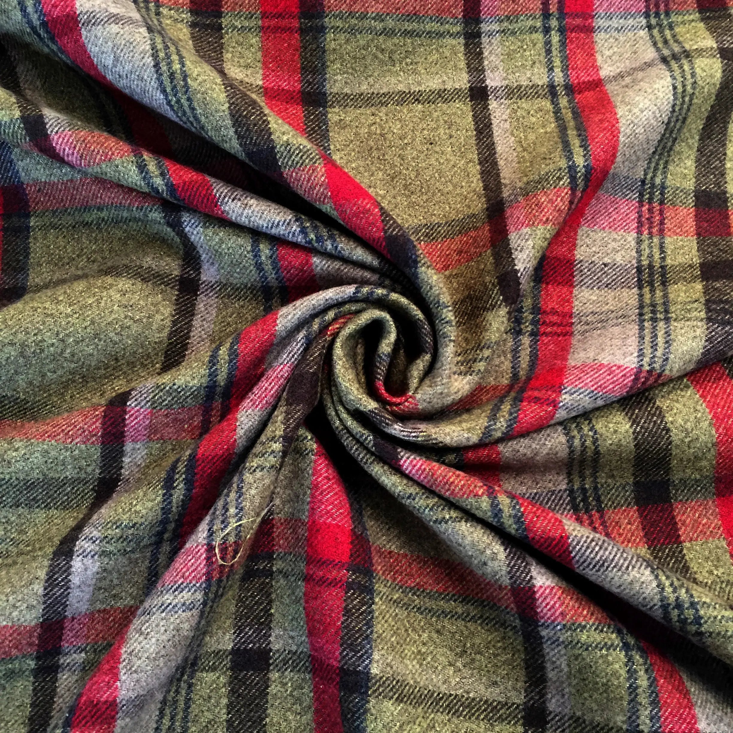 Luxury Weight Faux Wool Effect Tartan Fabric | Heavy 380gsm Upholstery & Coat Fabric 55