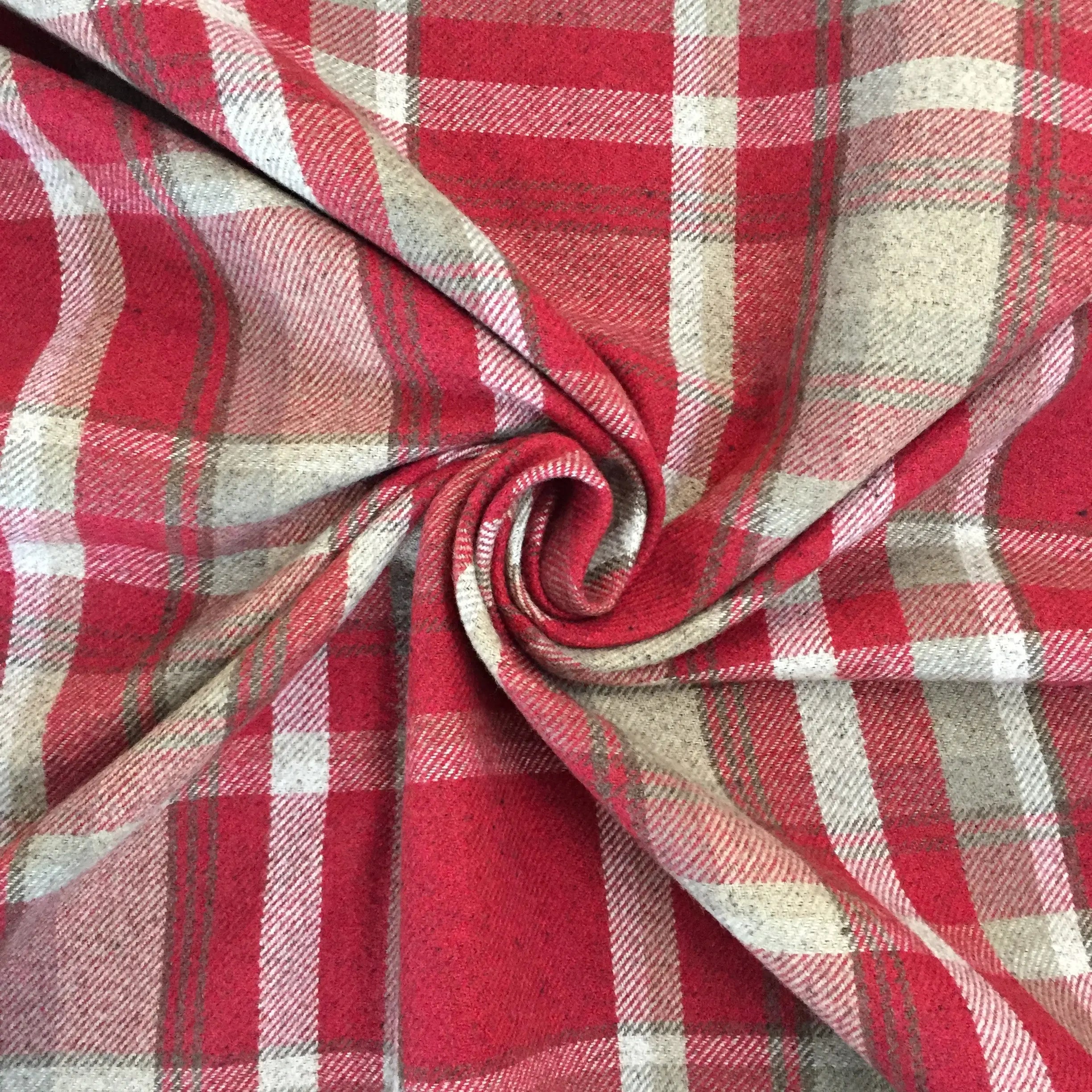 Luxury Weight Faux Wool Effect Tartan Fabric | Heavy 380gsm Upholstery & Coat Fabric 55