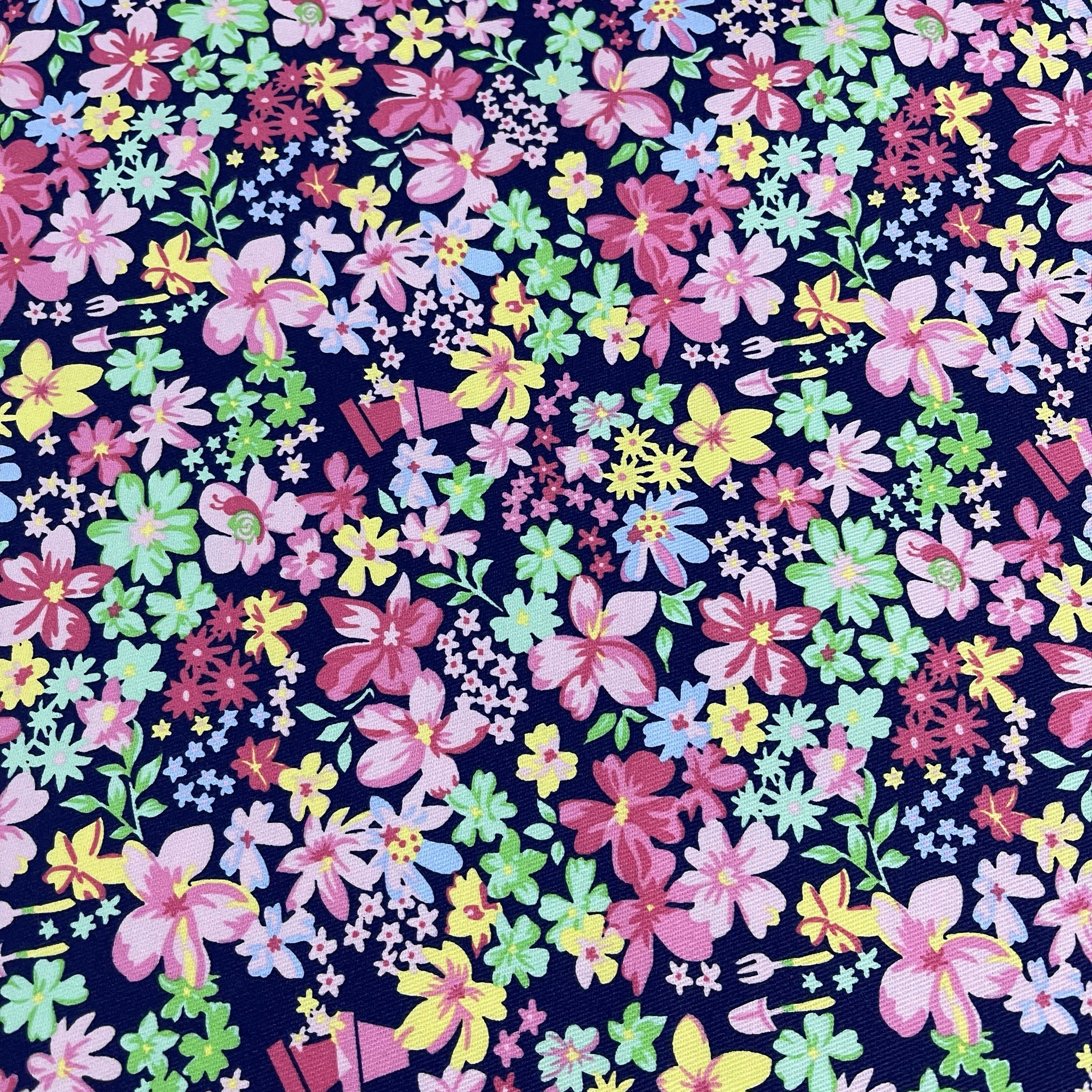 FLORAL COTTON POPLIN FABRIC Rose & Hubble Roses Ditsy Flower MATERIAL 58