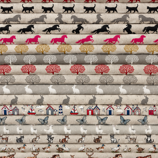 Cotton Rich Linen Look Printed Panama Fabric | Decorative Craft & Home Fabric 55" (140cm) Wide – Sold by the Meter