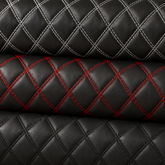 Upholstery Vinyl Leatherette Stitched Diamond Pattern | Quilted PVC 140cm Wide – Sold by the Meter