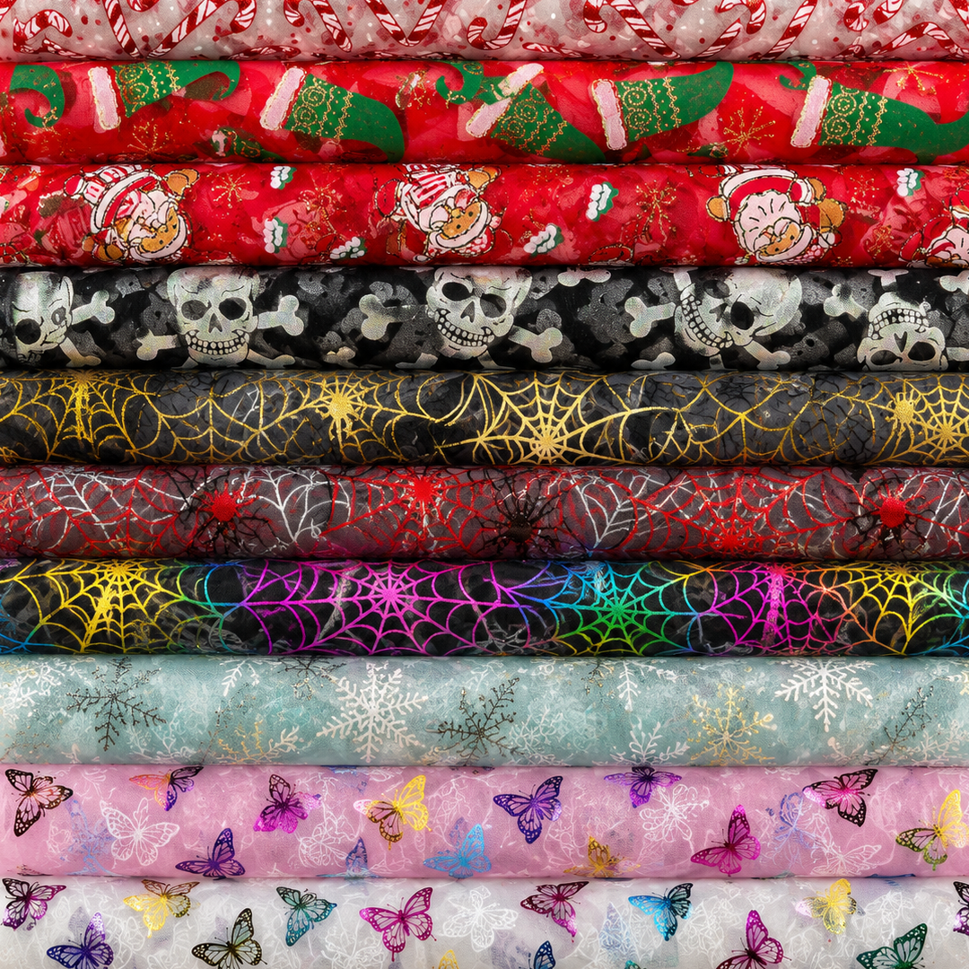 Organza Foil Fabric | Patterned & Christmas Foil 59" (150cm) Wide – Sold by the Meter