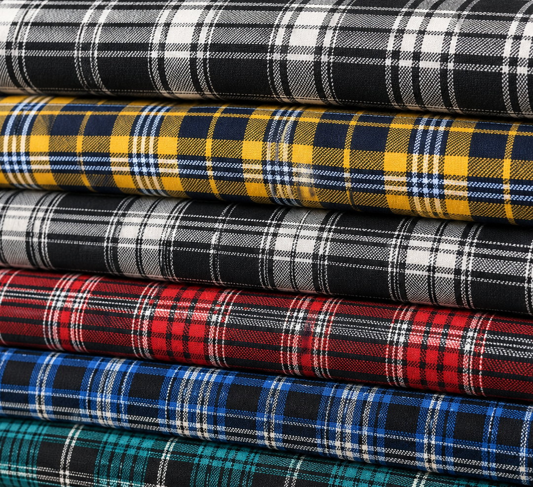 Tartan Brushed Cotton Fabric 42" Wide Check Plaid Dress Craft Material By The Meter
