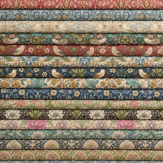 William Morris 100% Cotton Furnishing Weight Side-Matching Printed Panama Fabric | European Produced 55" (140cm) Wide 220gsm – Sold by the Meter