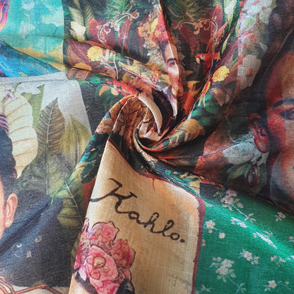 Polyester Faux Raw Silk Digital Print Fabric – 44" Wide Floral, Abstract & Frida Kahlo Inspired Dress, Craft & Quilting
