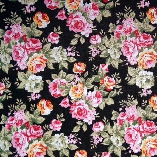 Vintage Floral Rose Polycotton Fabric | 44