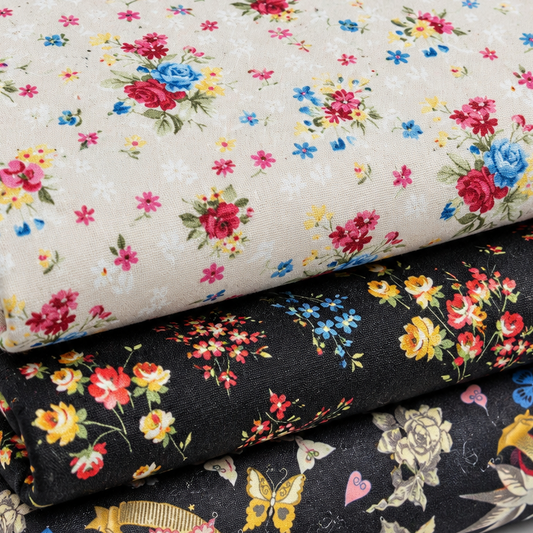 Floral Polyester Crepe Fabric 58" Wide Dressmaking Fabric Sold by the Metre | Rose, Swallow & Ditsy Floral Prints