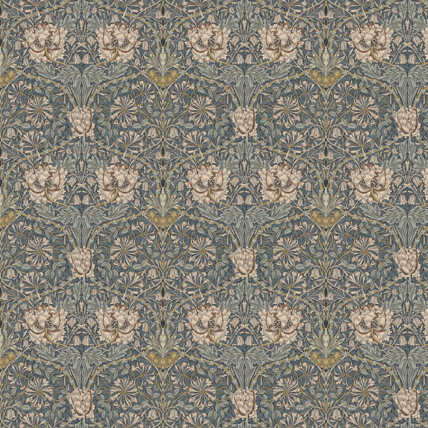 William Morris 100% Cotton Furnishing Weight Side-Matching Printed Panama Fabric | European Produced 55