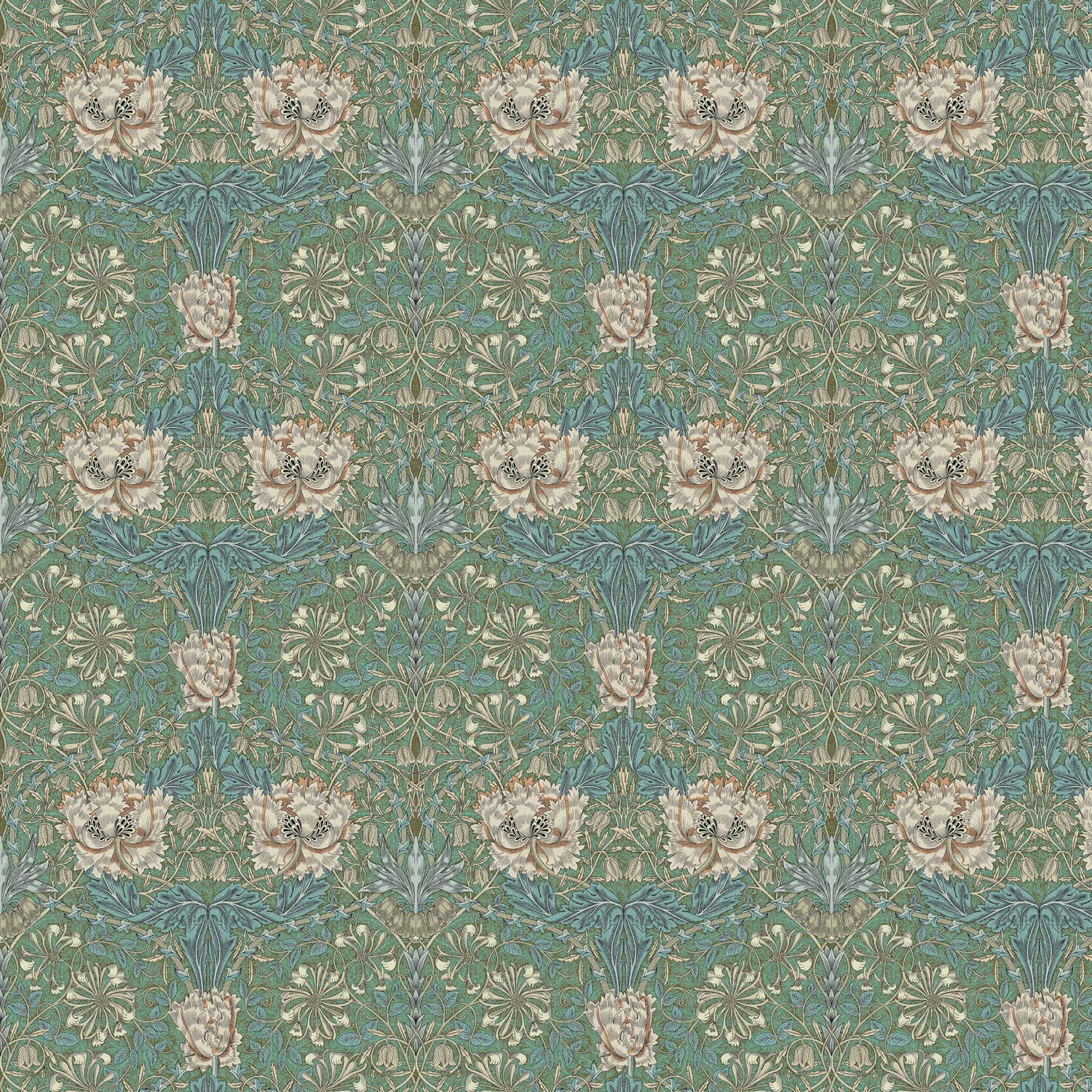 William Morris 100% Cotton Furnishing Weight Side-Matching Printed Panama Fabric | European Produced 55