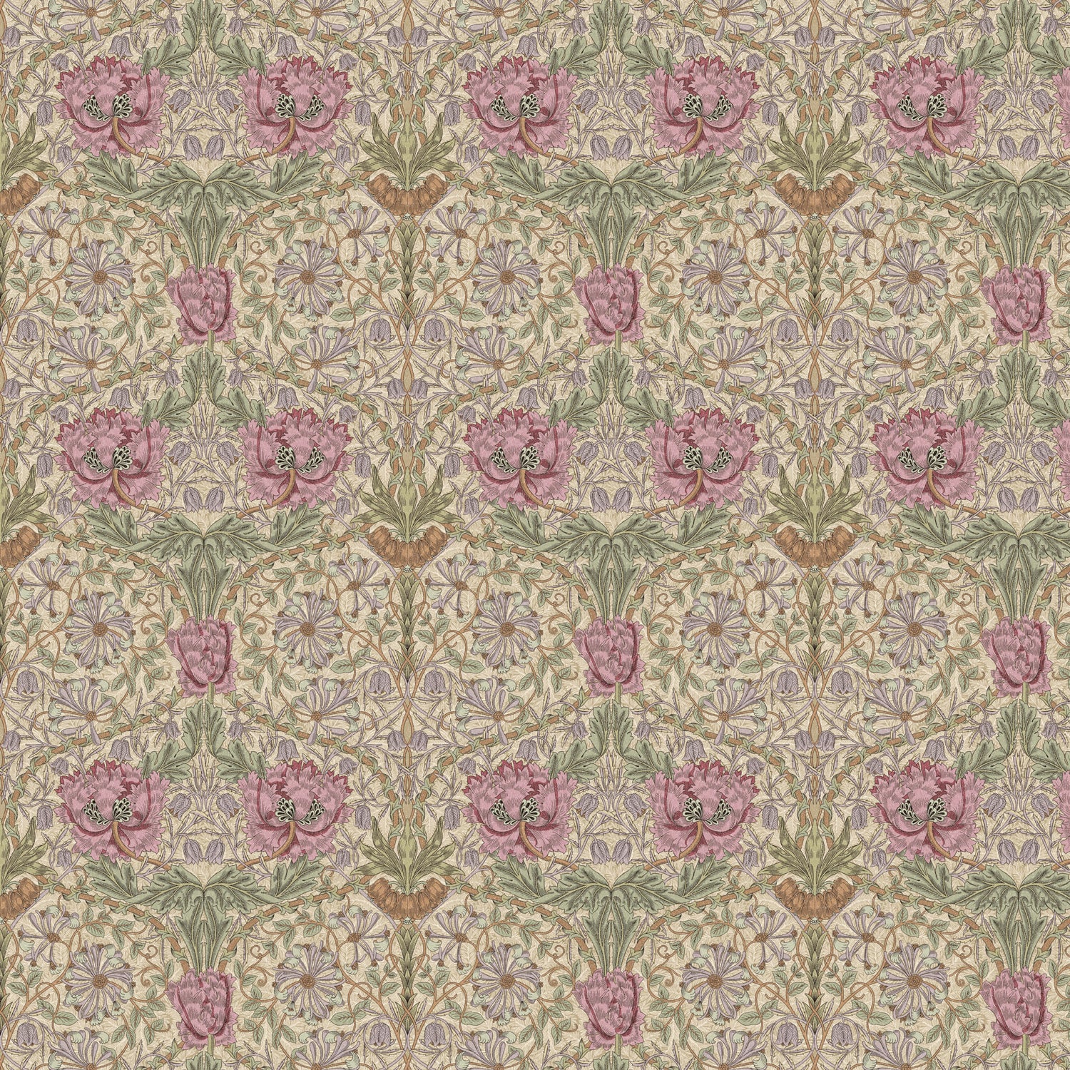 William Morris 100% Cotton Furnishing Weight Side-Matching Printed Panama Fabric | European Produced 55