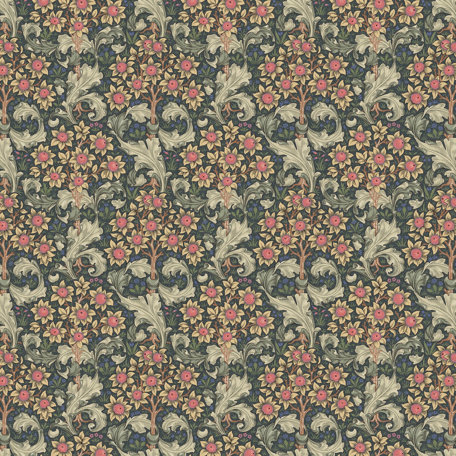 William Morris 100% Cotton Furnishing Weight Side-Matching Printed Panama Fabric | European Produced 55