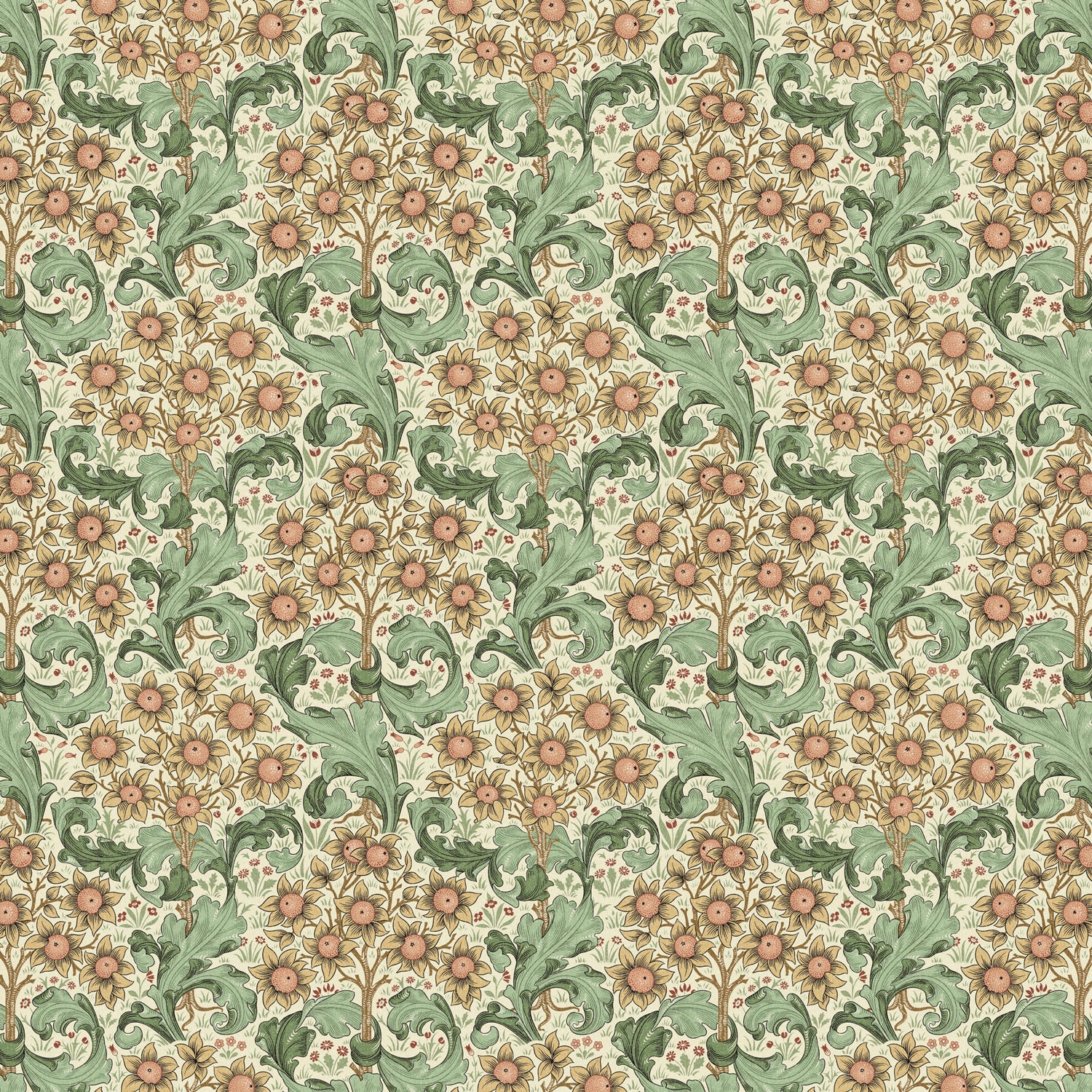 William Morris 100% Cotton Furnishing Weight Side-Matching Printed Panama Fabric | European Produced 55