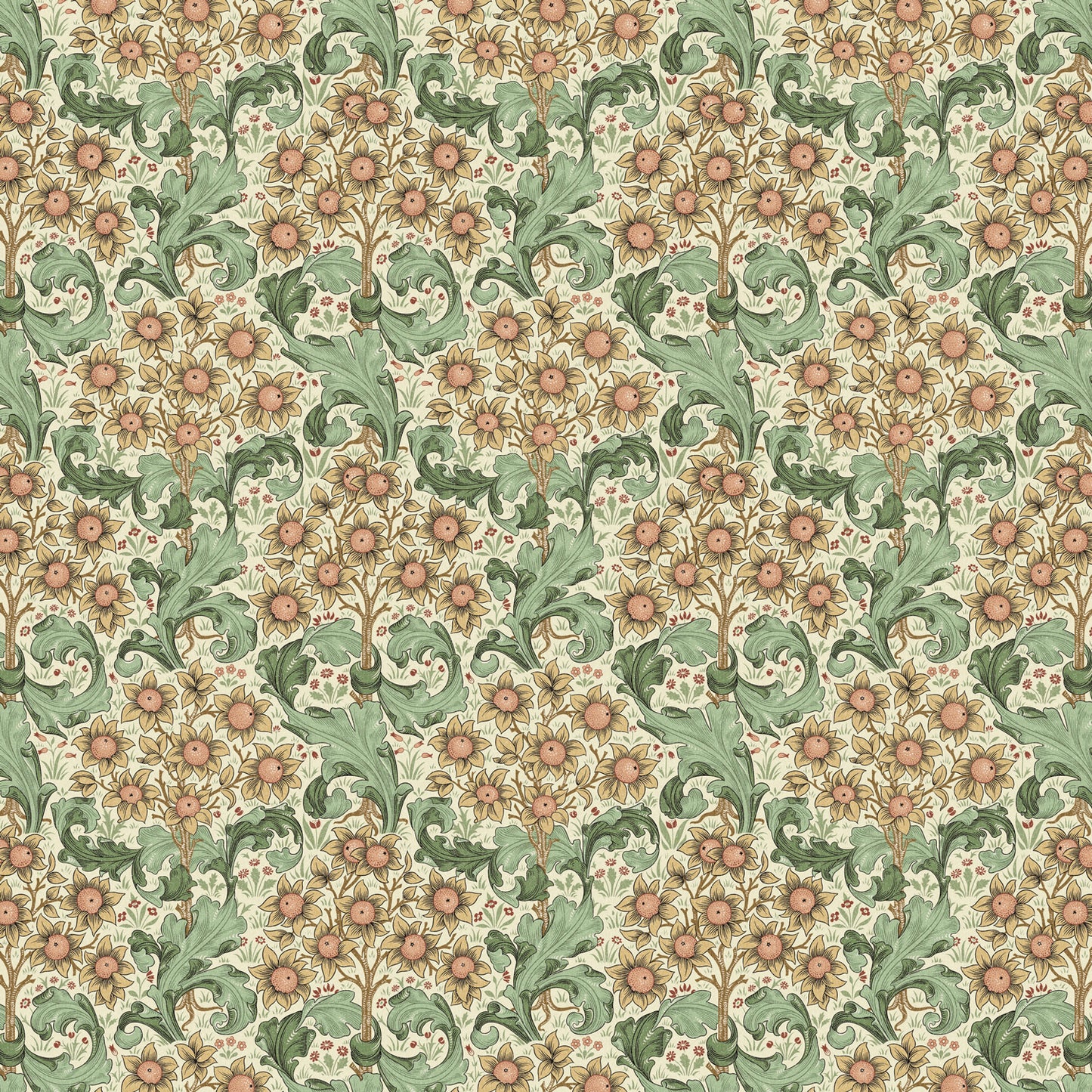 William Morris 100% Cotton Furnishing Weight Side-Matching Printed Panama Fabric | European Produced 55" (140cm) Wide 220gsm – Sold by the Meter