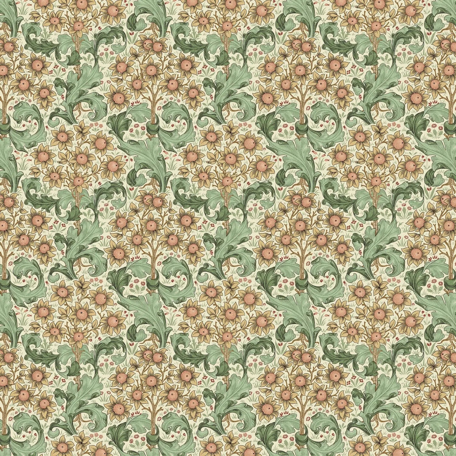William Morris 100% Cotton Furnishing Weight Side-Matching Printed Panama Fabric | European Produced 55" (140cm) Wide 220gsm – Sold by the Meter
