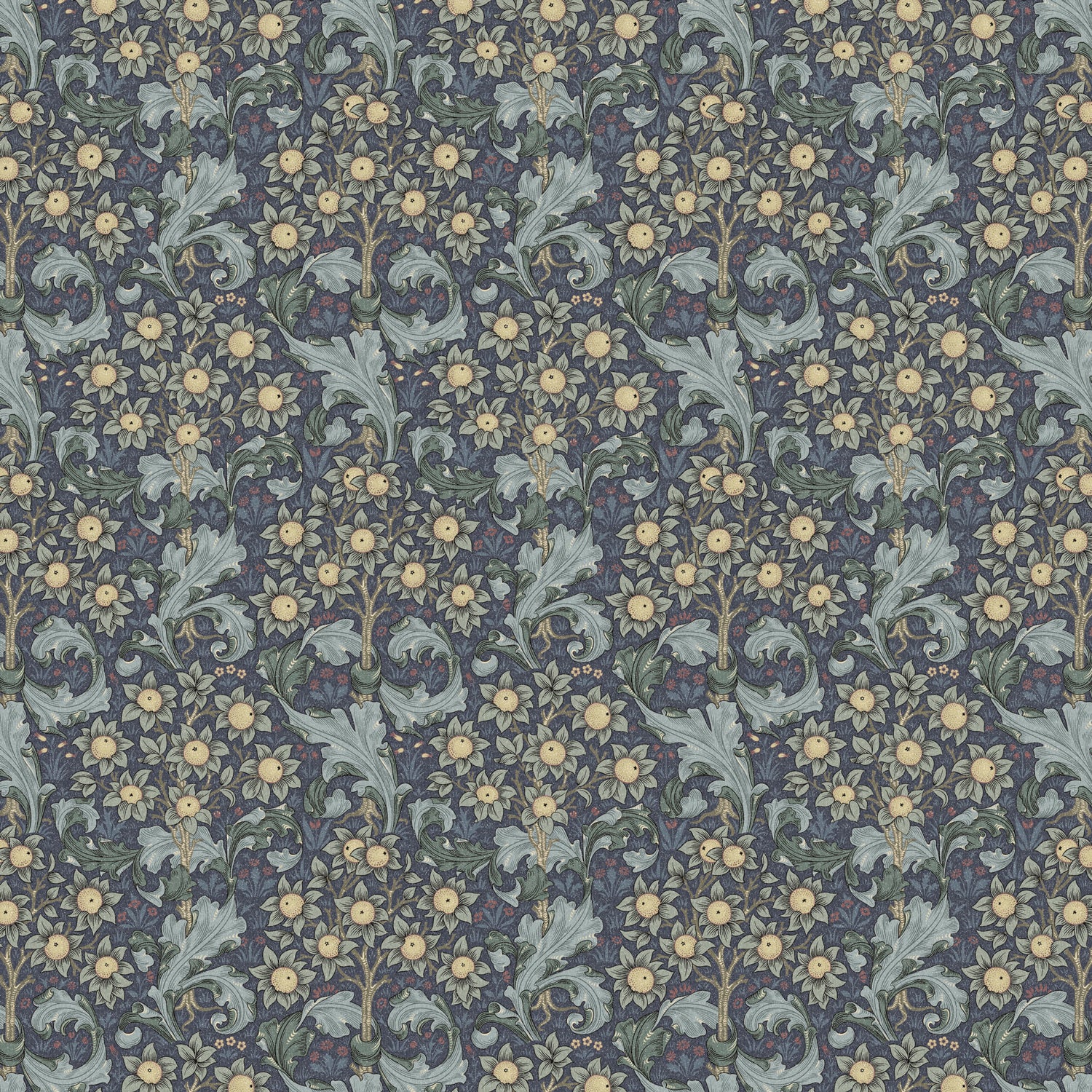 William Morris 100% Cotton Furnishing Weight Side-Matching Printed Panama Fabric | European Produced 55
