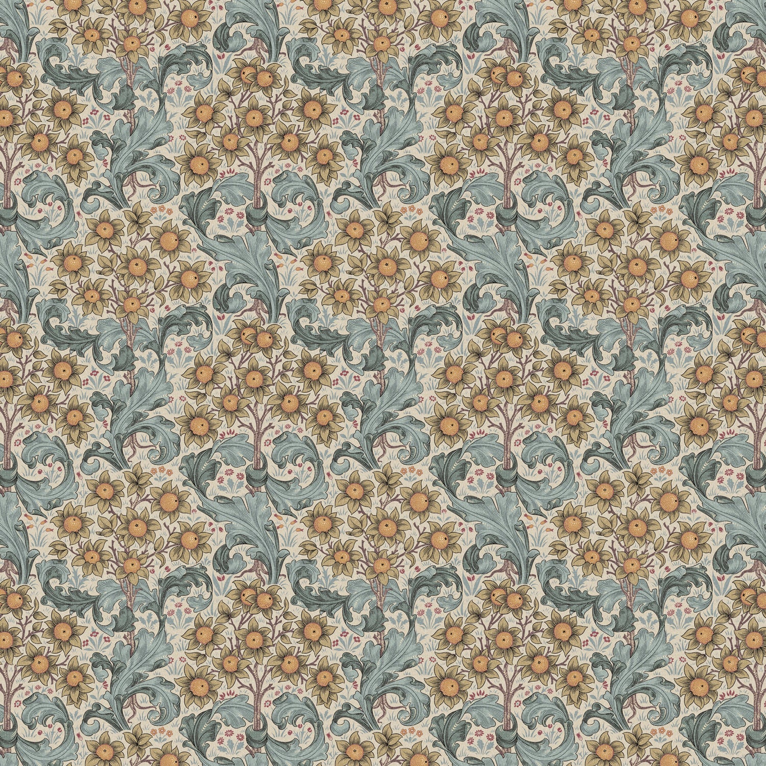 William Morris 100% Cotton Furnishing Weight Side-Matching Printed Panama Fabric | European Produced 55