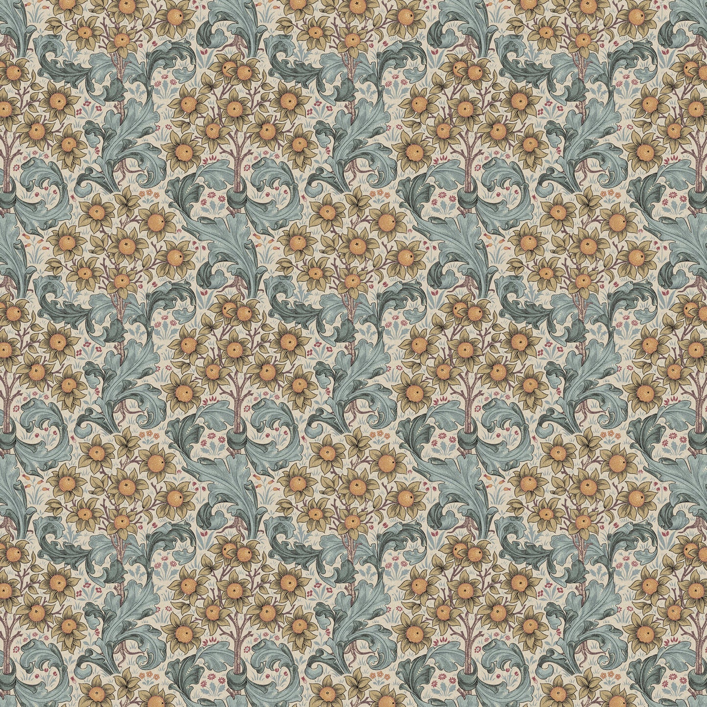 William Morris 100% Cotton Furnishing Weight Side-Matching Printed Panama Fabric | European Produced 55" (140cm) Wide 220gsm – Sold by the Meter