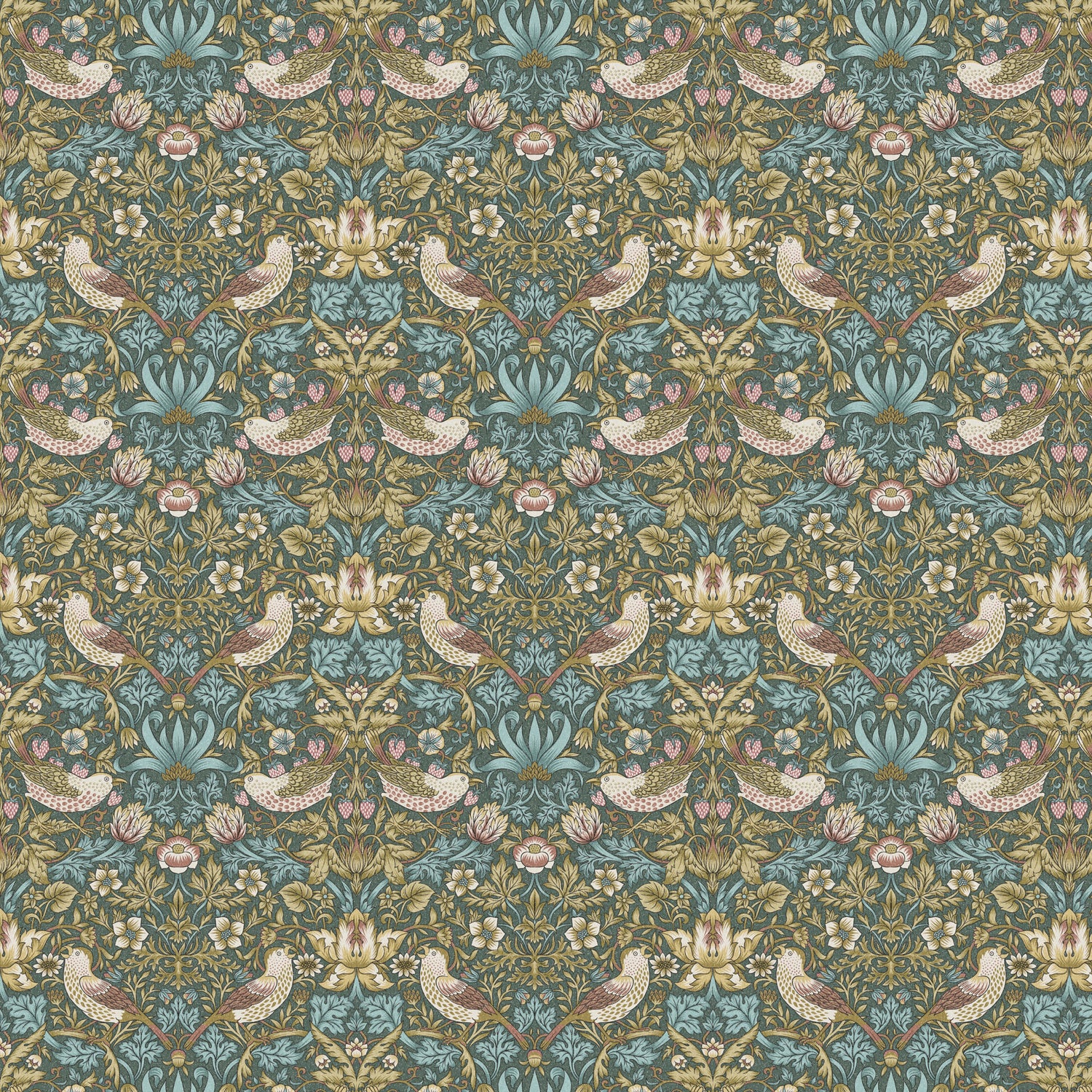 William Morris 100% Cotton Furnishing Weight Side-Matching Printed Panama Fabric | European Produced 55