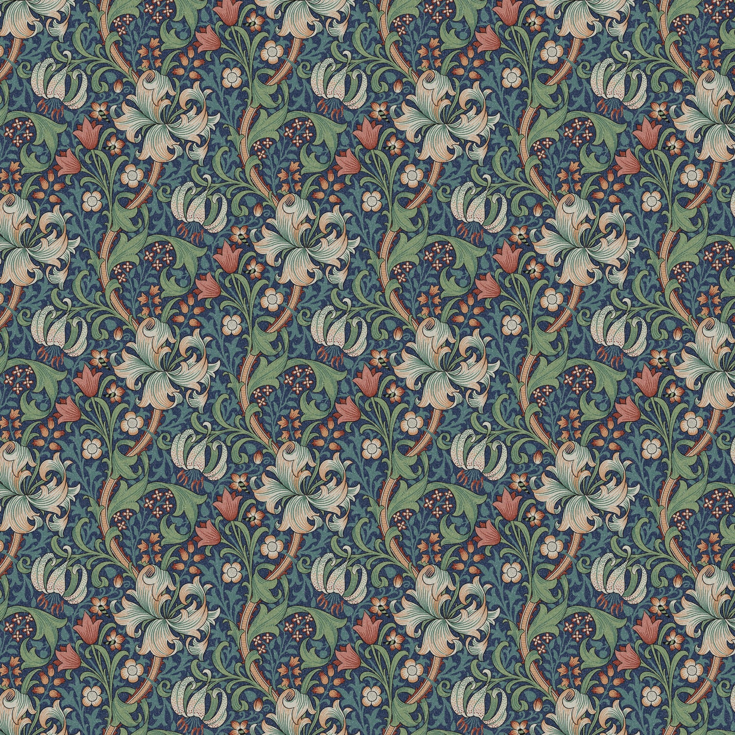 William Morris 100% Cotton Furnishing Weight Side-Matching Printed Panama Fabric | European Produced 55