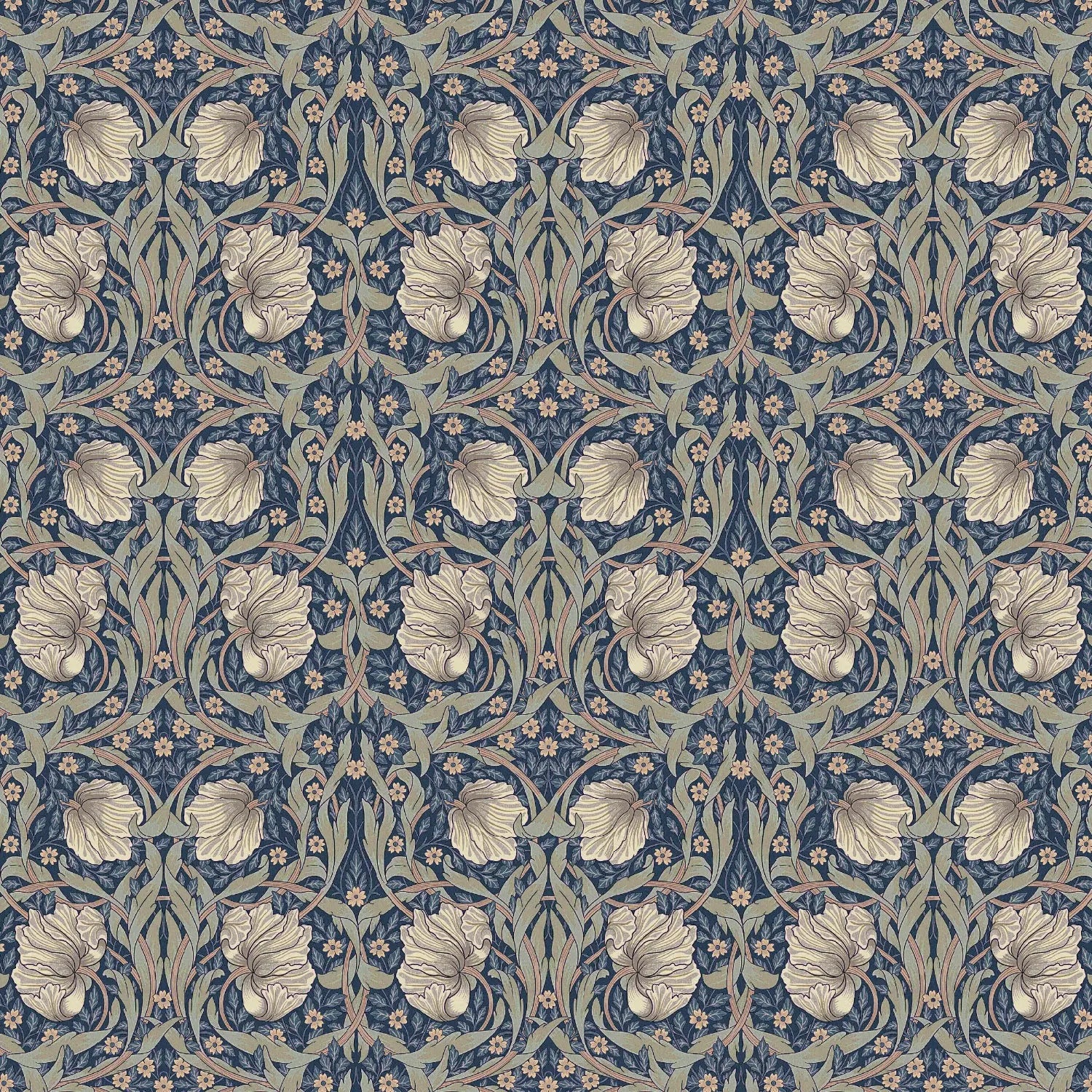 William Morris 100% Cotton Furnishing Weight Side-Matching Printed Panama Fabric | European Produced 55" (140cm) Wide 220gsm – Sold by the Meter