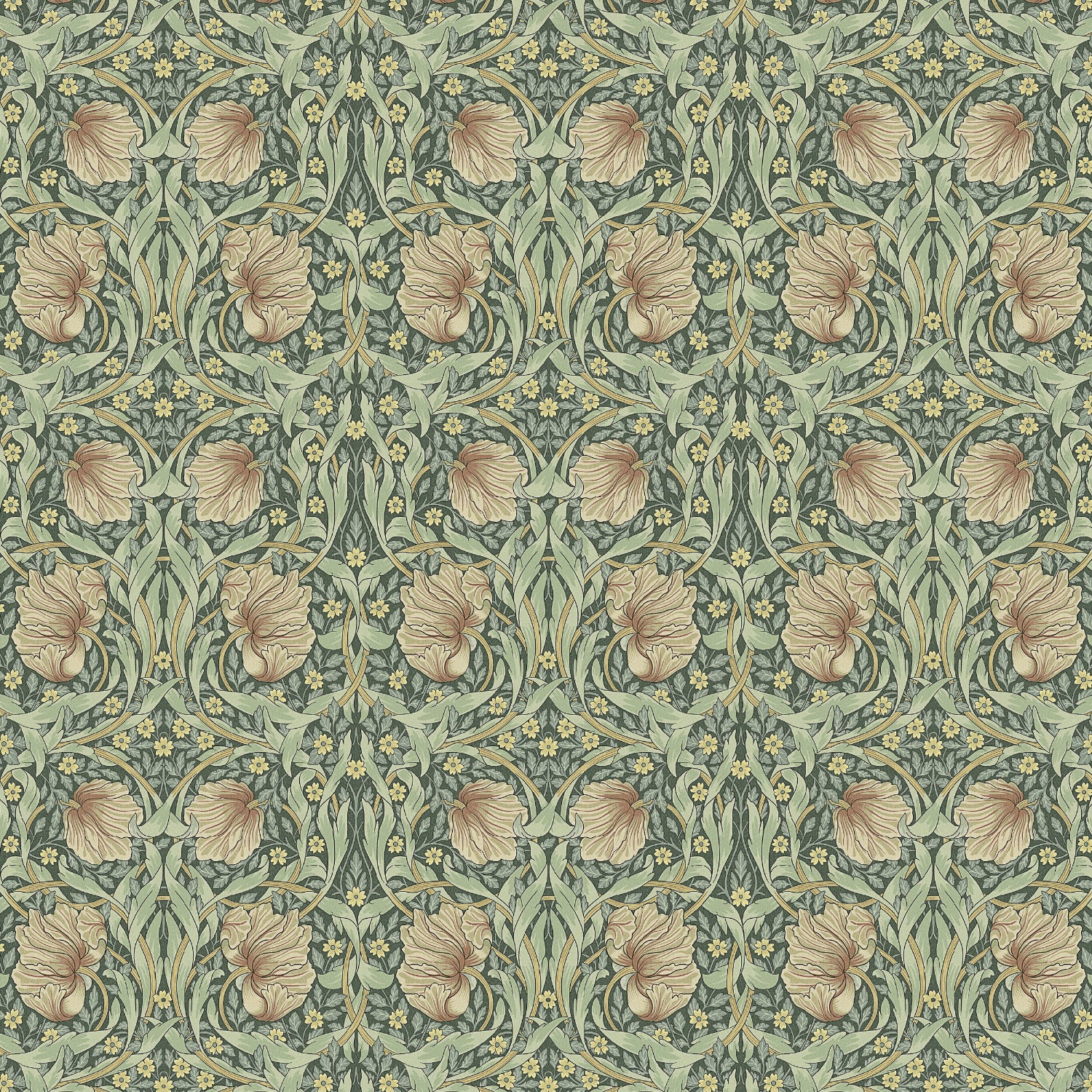 William Morris 100% Cotton Furnishing Weight Side-Matching Printed Panama Fabric | European Produced 55