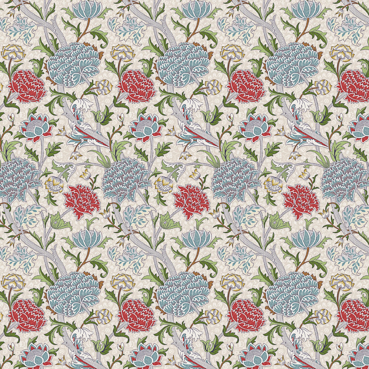 William Morris 100% Cotton Furnishing Weight Side-Matching Printed Panama Fabric | European Produced 55