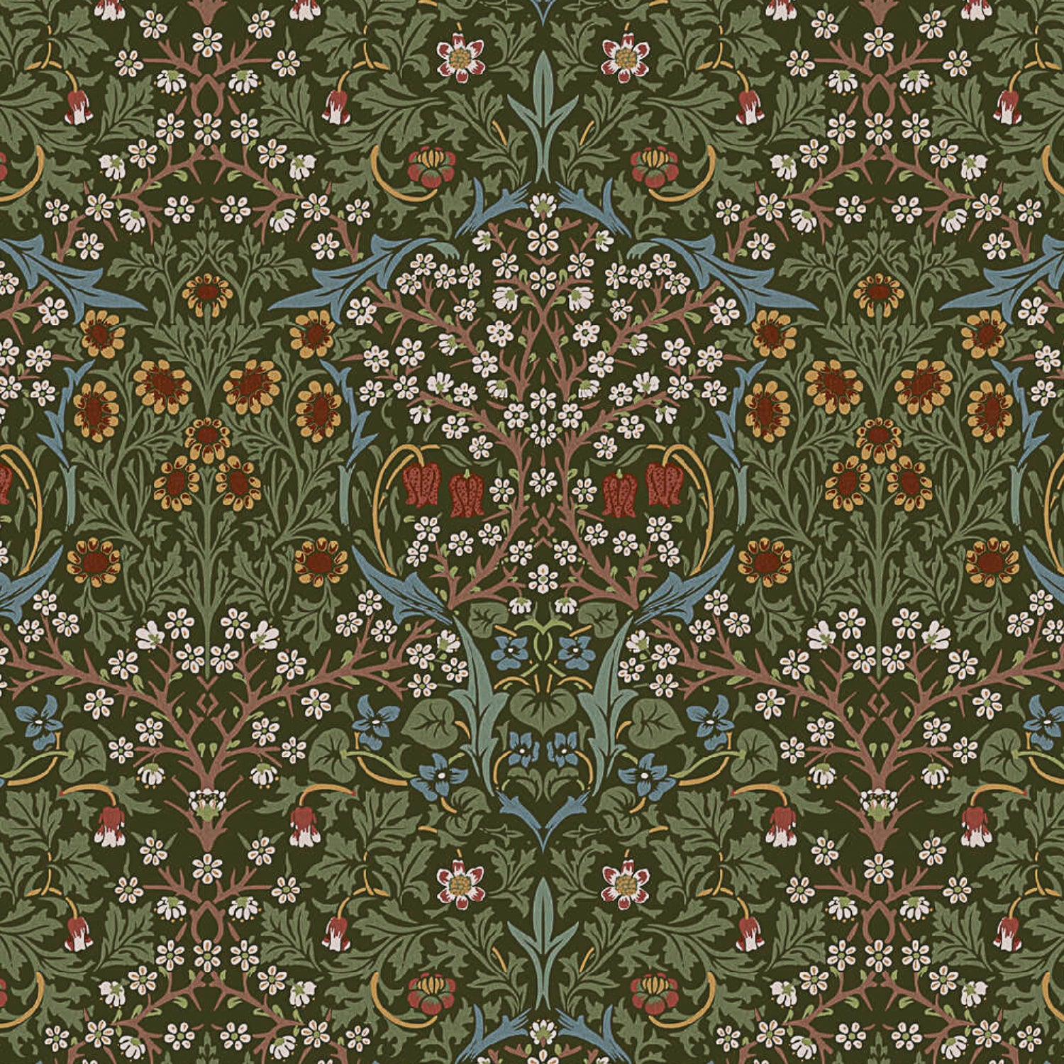 William Morris 100% Cotton Furnishing Weight Side-Matching Printed Panama Fabric | European Produced 55