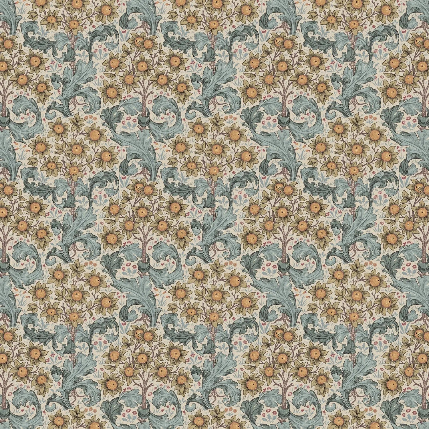 William Morris Design Coated Cotton Fabric | Waterproof Acrylic & Teflon Coated 100% Cotton 55